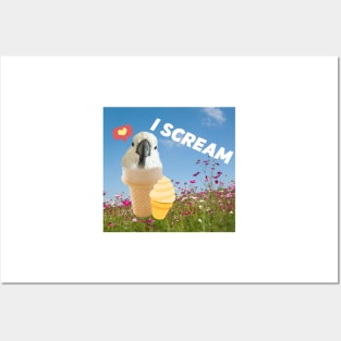 Ice cream I scream cockatoo joke parrot funny Posters and Art